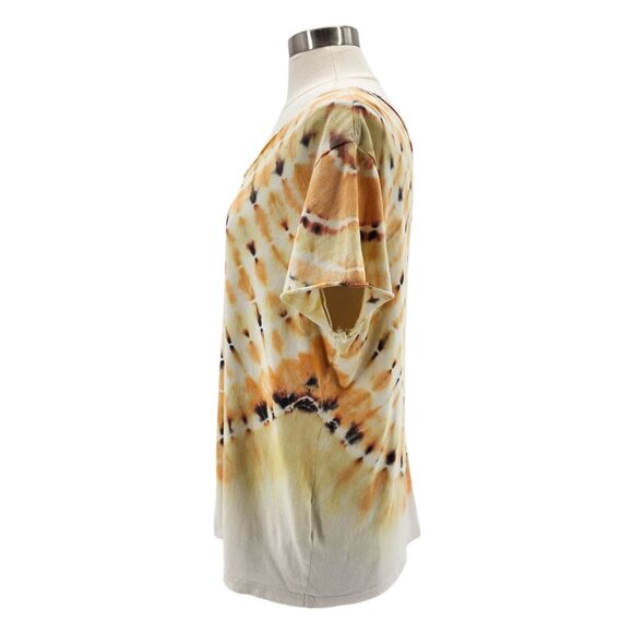 Raquel Allegra Womens Medium / 1 Top Handmade Tie Dye Raw Hem Neckline Hippie - Picture 4 of 11